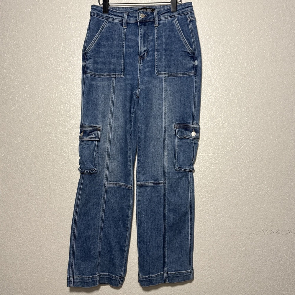 Judy Blue Womens Macon High Rise Cargo Jeans 9/29 Wide Leg JB88724MD